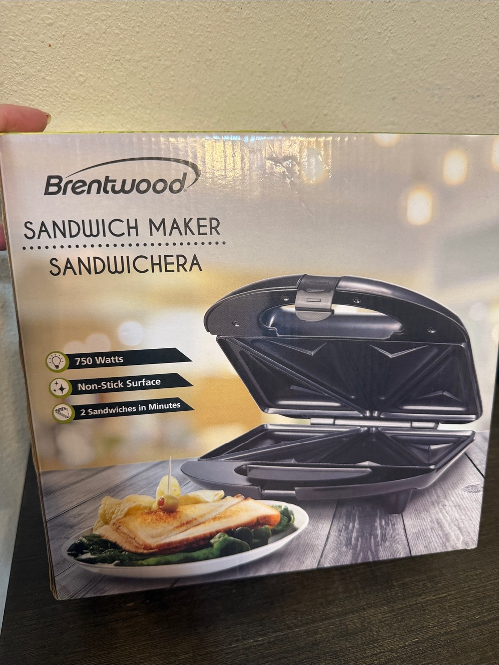 Brentwood Black Sandwich Maker - 750W Non-Stick Grill NIB